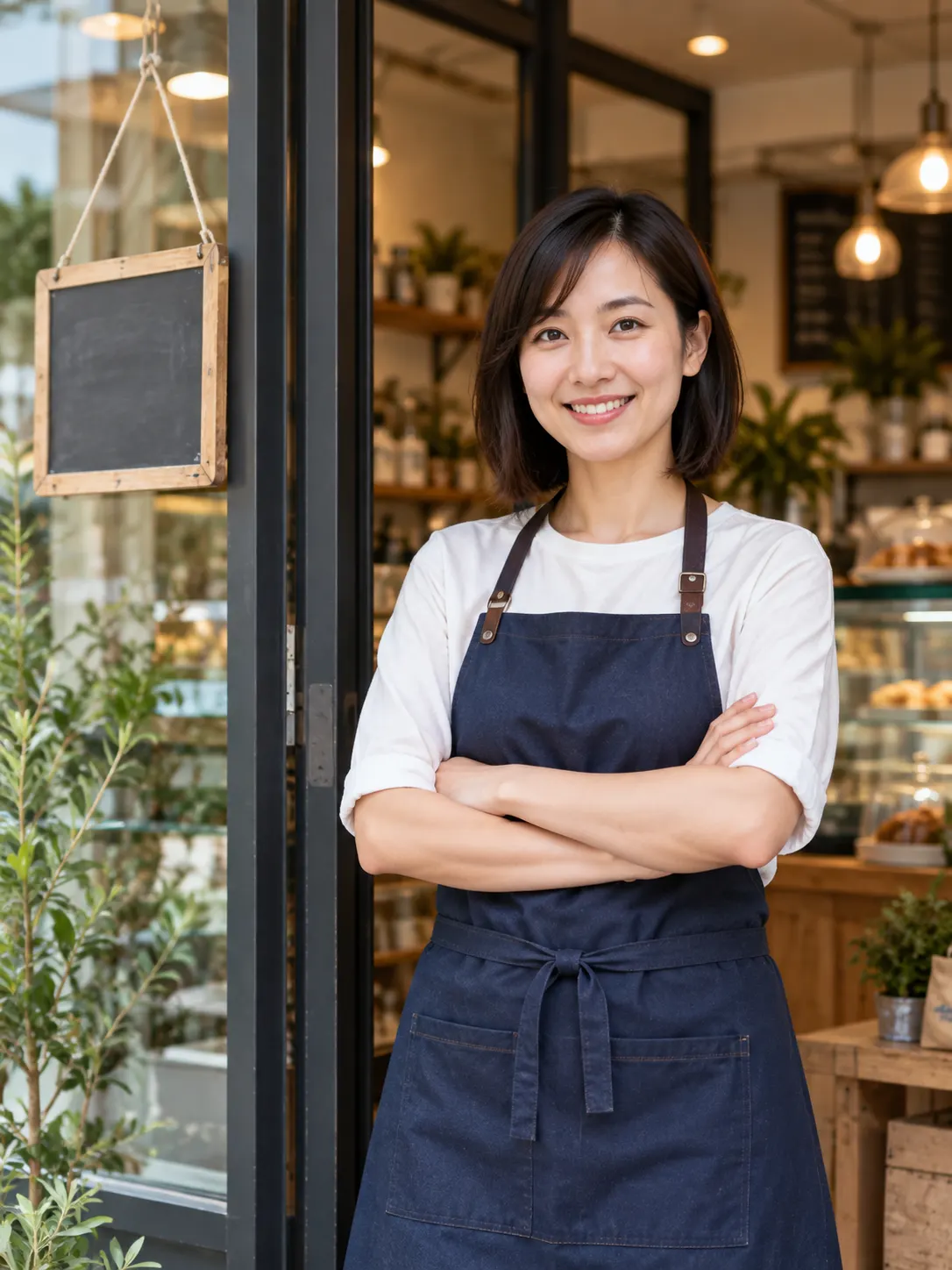 香港小店店主站在店舖門前